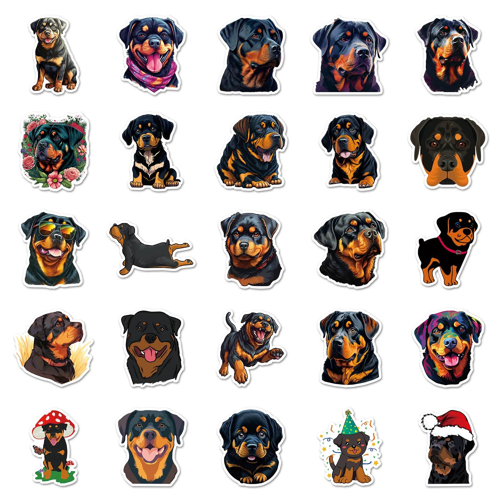 50pc The Rottweiler series Cartoon Cute Graffiti Stickers Suitcase Laptop Guitar Skateboard Personalized Decoration Stickers