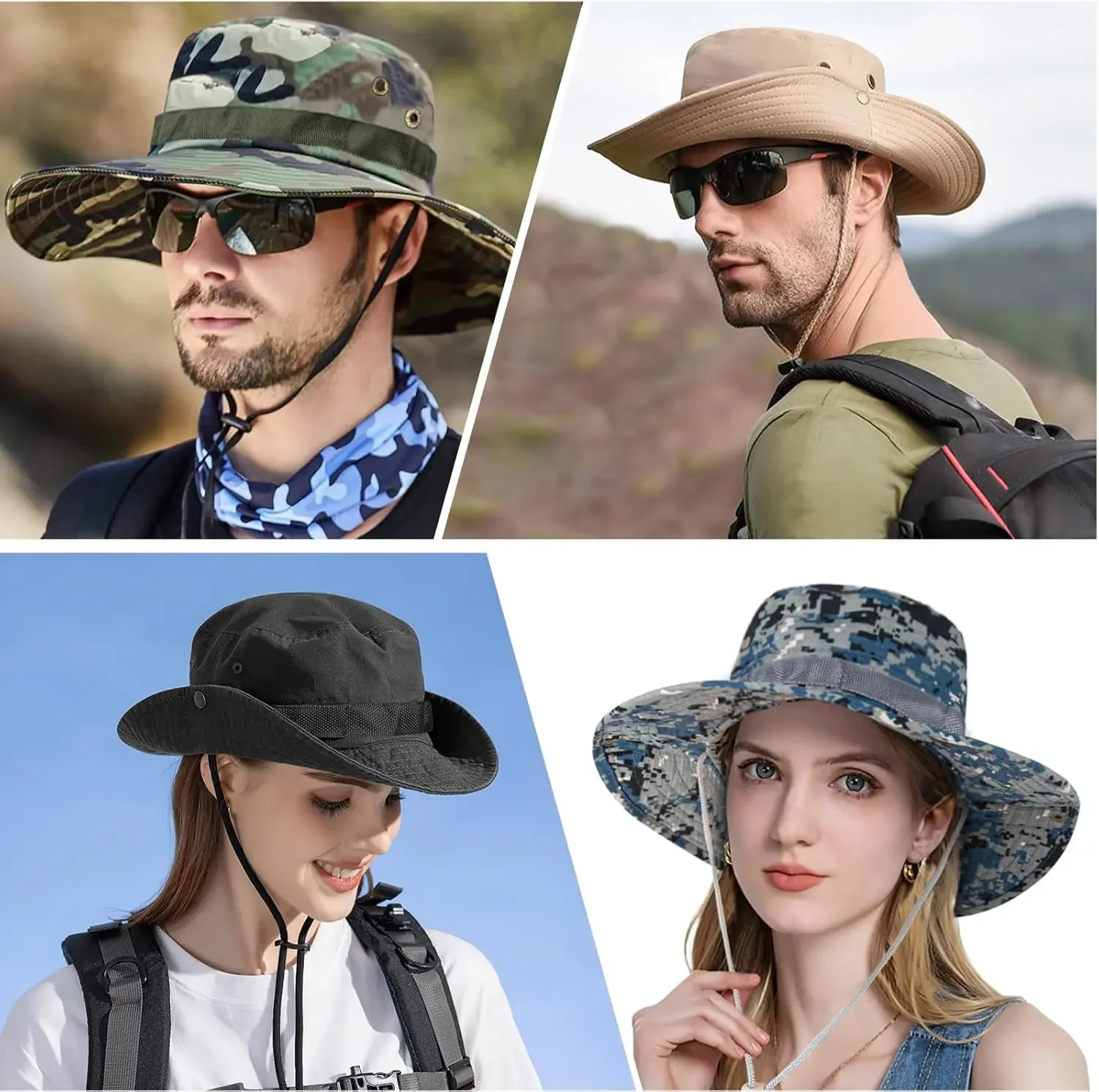 Rosoz Sun Hats for Men Women Boonie Hat UPF 50+ Bucket Hat Wide Brim UV Protection Fishing Hiking Safari Outdoor Hats Outdoor
