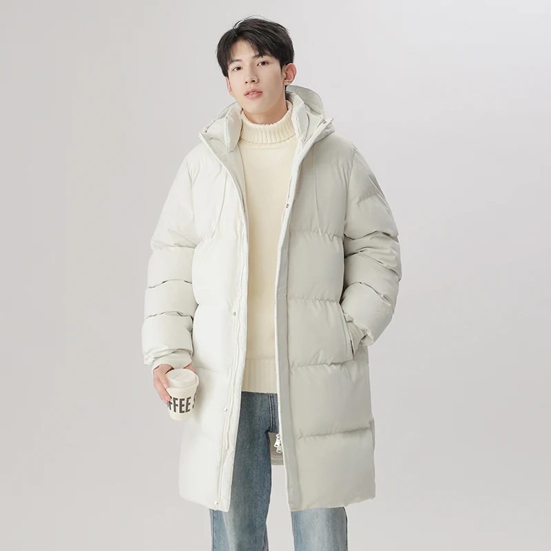 

Men Hooded Casual Warm Parkas Long Thicken Outwear Warm Coats Fleece Liner Hooded Windbreaker Coat Thick Cotton Padded Parkas