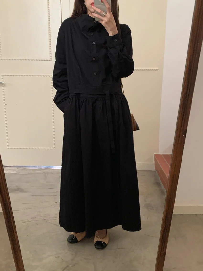 Alien Kitty สไตล์ใหม่ชุดยาวผู้หญิงปิดเอว Elegant Chic 2025 Solid Office Lady High Street Casual หลวมฤดูใบไม้ผลิ