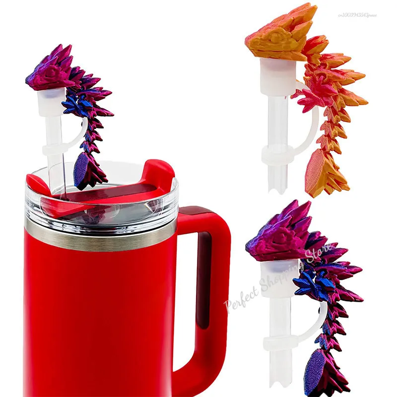 

3d Printed Mini Dragon Straw Cover Cap, Silicone Straw Topper Compatible for Stanley 30 & 40oz Household Cups Accessories