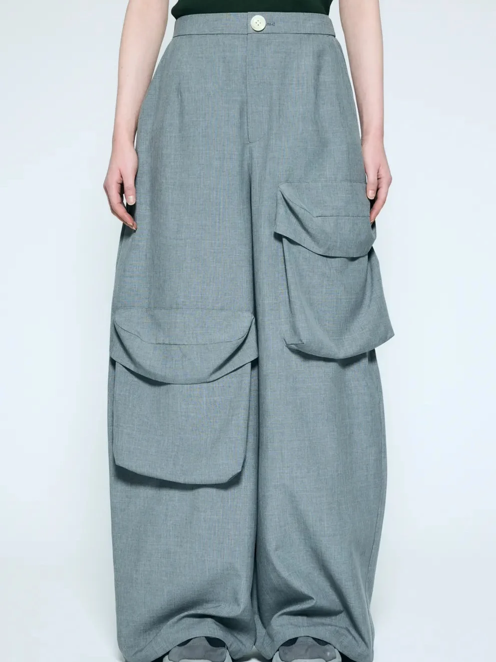 Vintage Wide Leg Pants Women's Casual Trousers with Big Pockets Workwear Style Comfortable Loose Fit Female Fashion