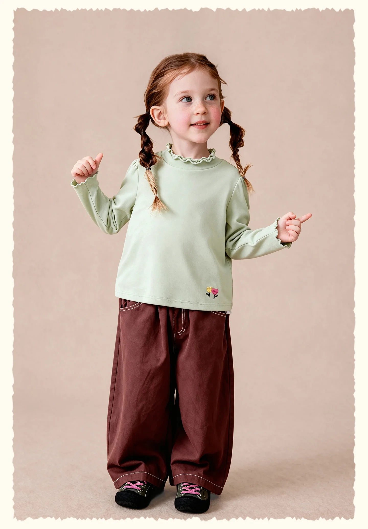Amila 2026 Herbst Neue Kinder Mädchen Rüschen-Langarm-T-Shirt Romantische Rüschen Mehrschichtig Süß Niedlich Alltagstaugliches Vielseitiges Oberteil – Detail 15