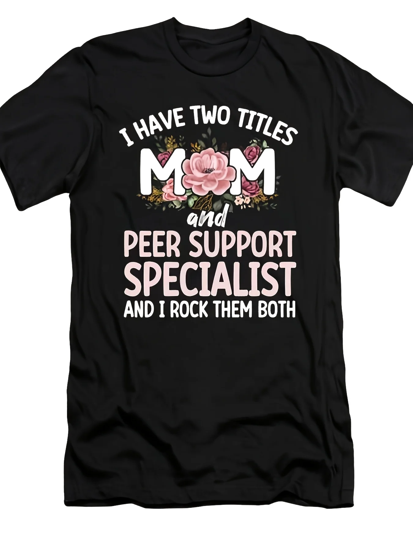 Peer Support Specialist PSS Mom T-Shirt Retro Casual Short-Sleeve T-Shirt with Round Neck And Printed Pattern, Suitable for Daily Commuting And Outdoor Activities, Machine Washable