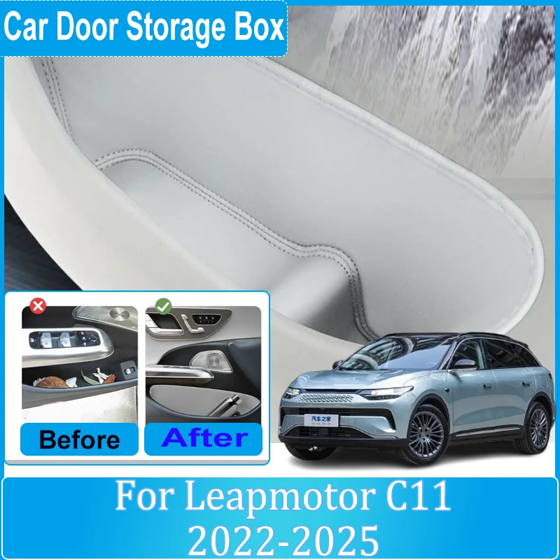 Car Door Storage Box For Leapmotor C11 Accessories 2022 2023 2024 2025 Door Slot Dust Cover Protective Pad Prevent Dirt Bodykits