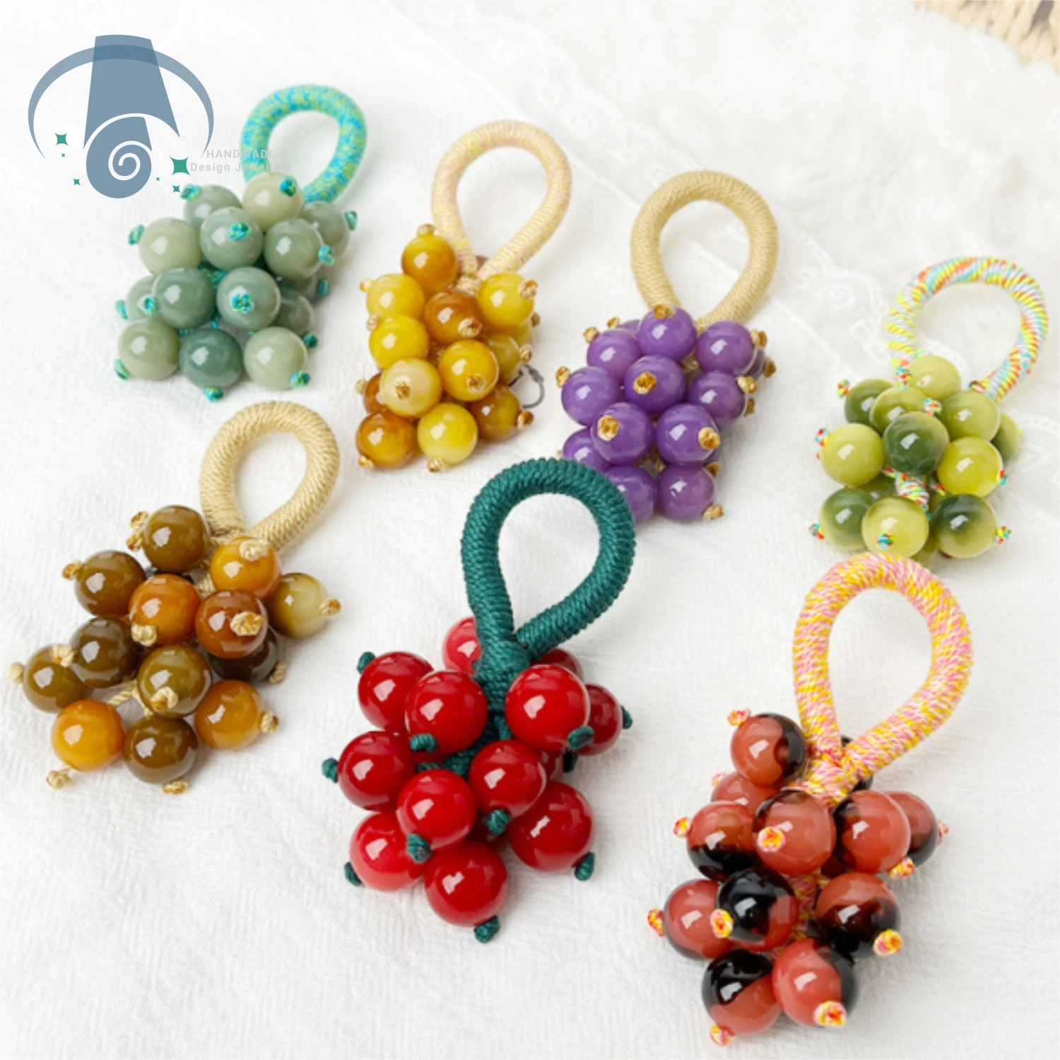 Bodhi Seed Handmade Braided Grape Strand Prayer Beads Key Chain Accessory for Bag Car Backpack Natural Root Carving Mindfulness