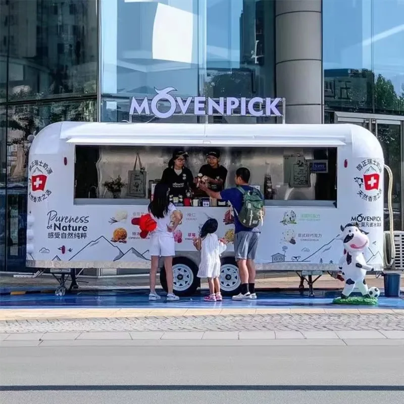 

Custom Mobile Freezer Vending Carts for Sale Philippines-Fast Food Truck Van Street Pizza BBQ Food Trailers for Snacks Hotdogs