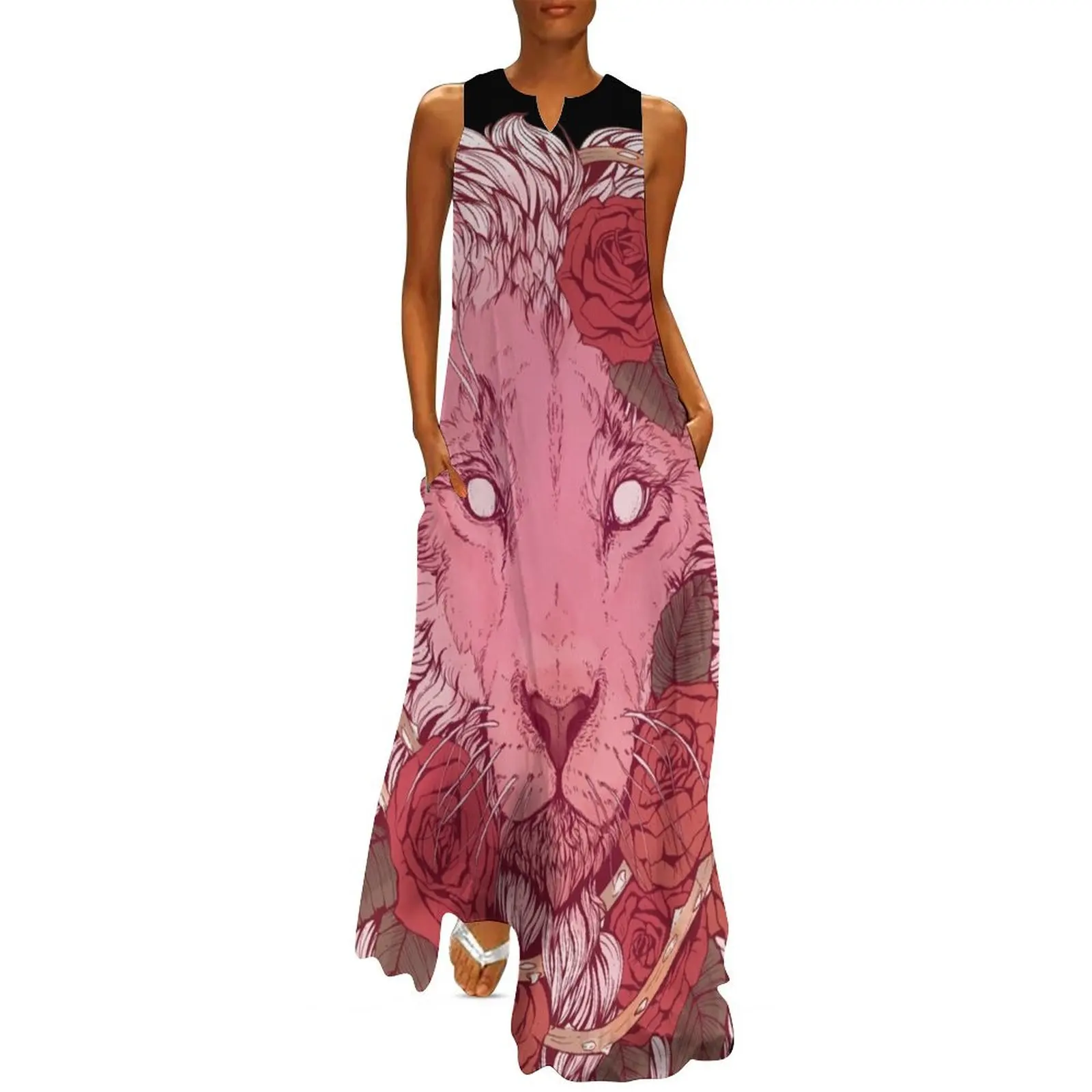 

Lion of Roses Long Dress summer dress woman 2024 trendy birthday dress for women elegant women"s sets Cocktail of dresses