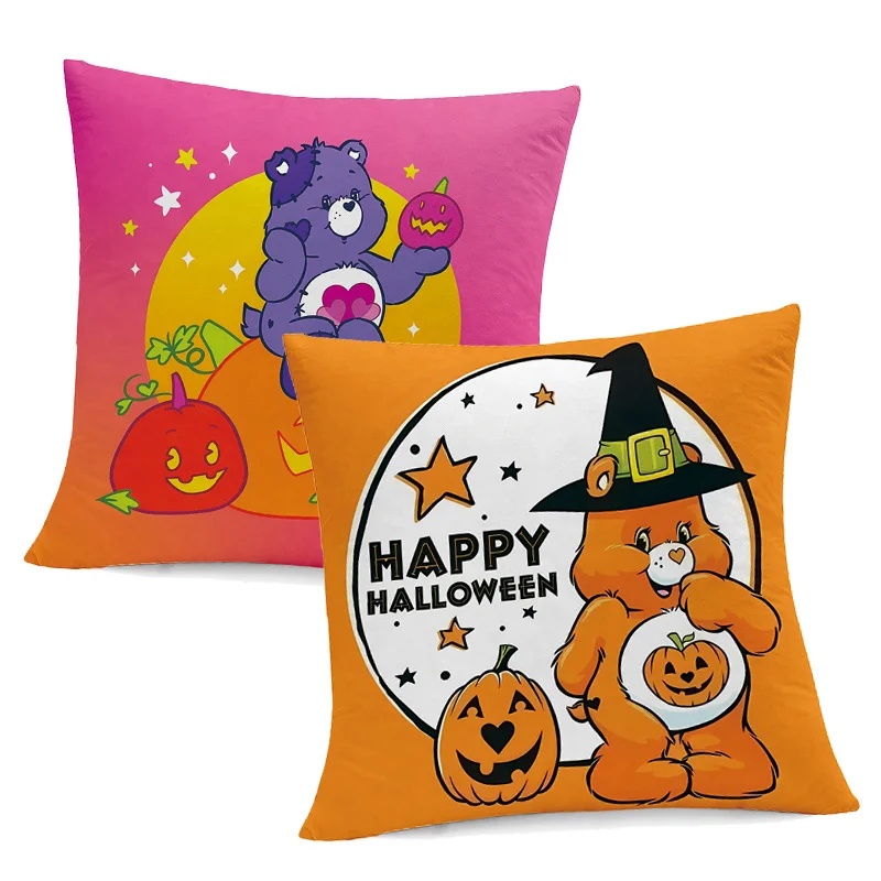 Caring Bears Halloween Pillowcases Cartoon Anime Orange Pillow Covering Cute Pillowslip Cases Bedroom Room Home Decoration Gift