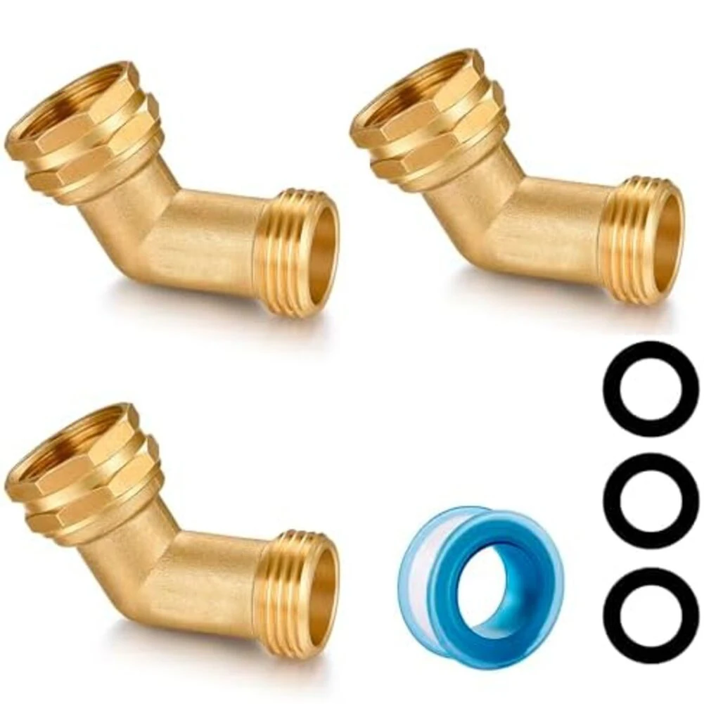 1/3pcs Garden Hose Elbow 3/4 Inch 45 Degree Brass Outdoor Hose Extension Fitting Elbow Adapter For Gardens Lawns RVs