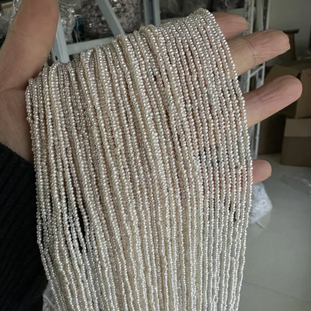 Natural Freshwater Pearls 1.8-2mm White round Small Beads for DIY Jewelry Making - Necklace Bracelet Accessories Gift