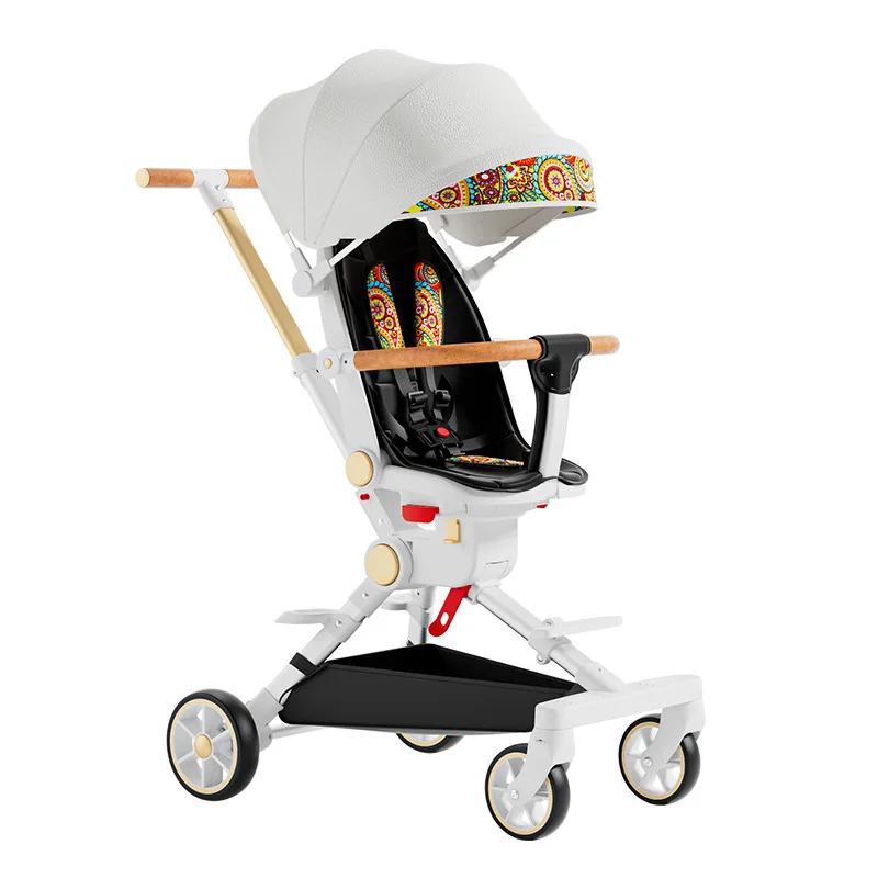 Cochecito de bebé multifuncional sentado y tumbado, carrito de sombrilla de cuatro ruedas con cochecito de bebé plegable bidireccional, 3 en 1