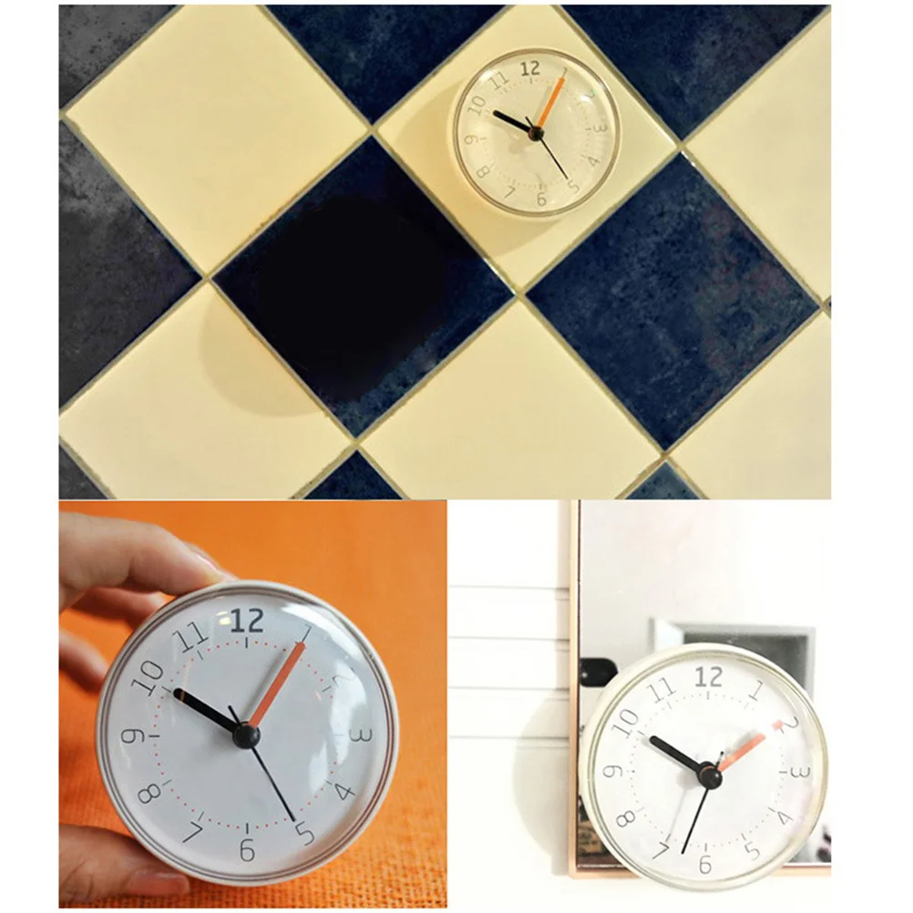 

1Pcs Waterproof Mini Wall Clock Bathroom Decorative Anti-Fog Clock Plastic Silica Gel Easy Install Living Room Kitchen