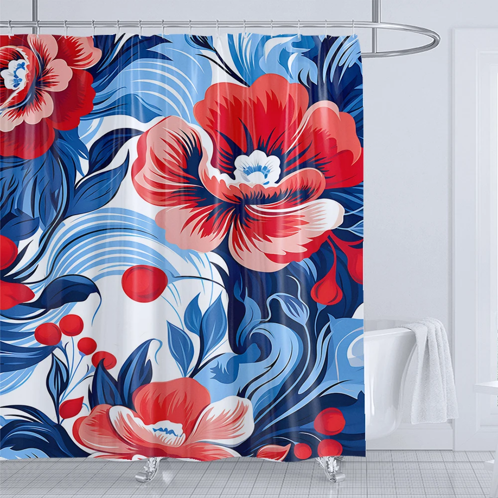 

1pc Colorful Boho Floral Print Shower Curtain Waterproof Shower Curtain Bathroom Partition Curtain Bathroom Decor Accessories