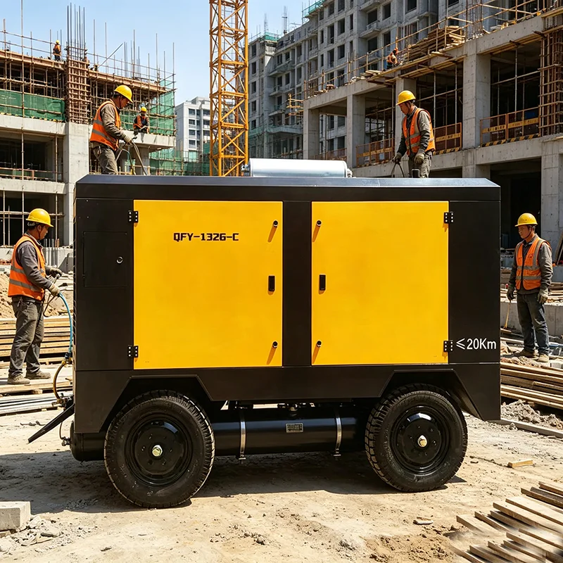 Mobile Diesel High-Pressure Air Compressor Excellent Performance Road Construction