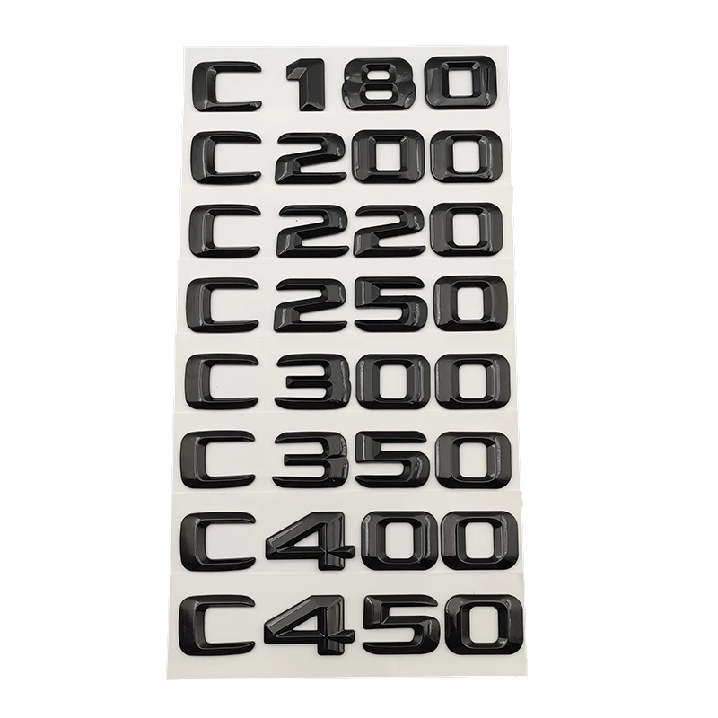 

3d ABS Black Letters For Car Logo Mercedes C43 C63 AMG C180 C200 C220 C300 C350 C400 W205 W204 Trunk Emblem Stickers Accessories