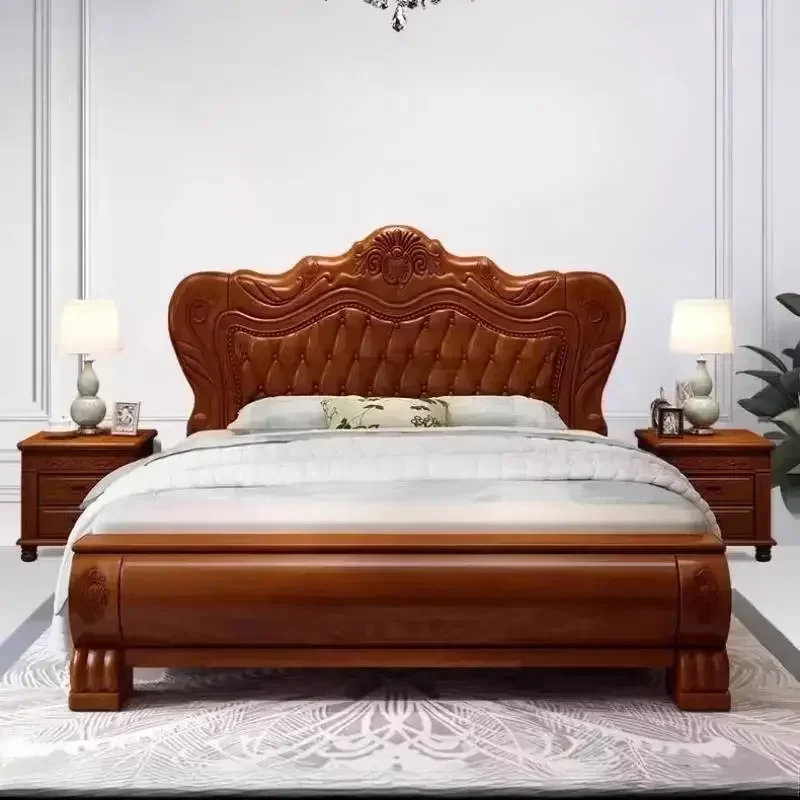 Elegant Nordic Double Bed Platform Pretty Unique Wood Bedroom King Frame Bed Sets Luxury Modern Camas Queen Size Furniture Home