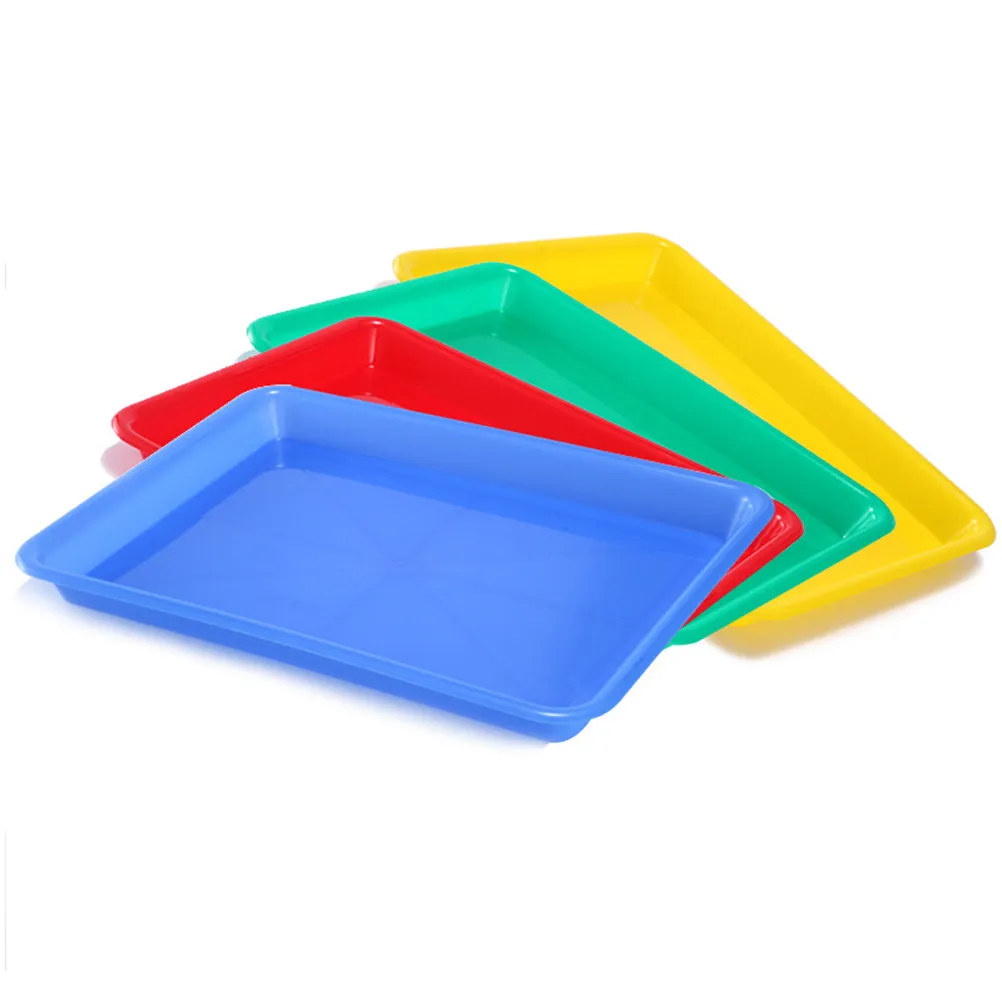 5Pcs Plastic Storage Tray Rectangular Stackable Activity Tray for Classroom Home School Art Craft Parts Organizer Easy Clean