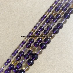 Natural Stone 3 Colors Mixed Ametrine Crystal Quartz Round Loose Beads 15