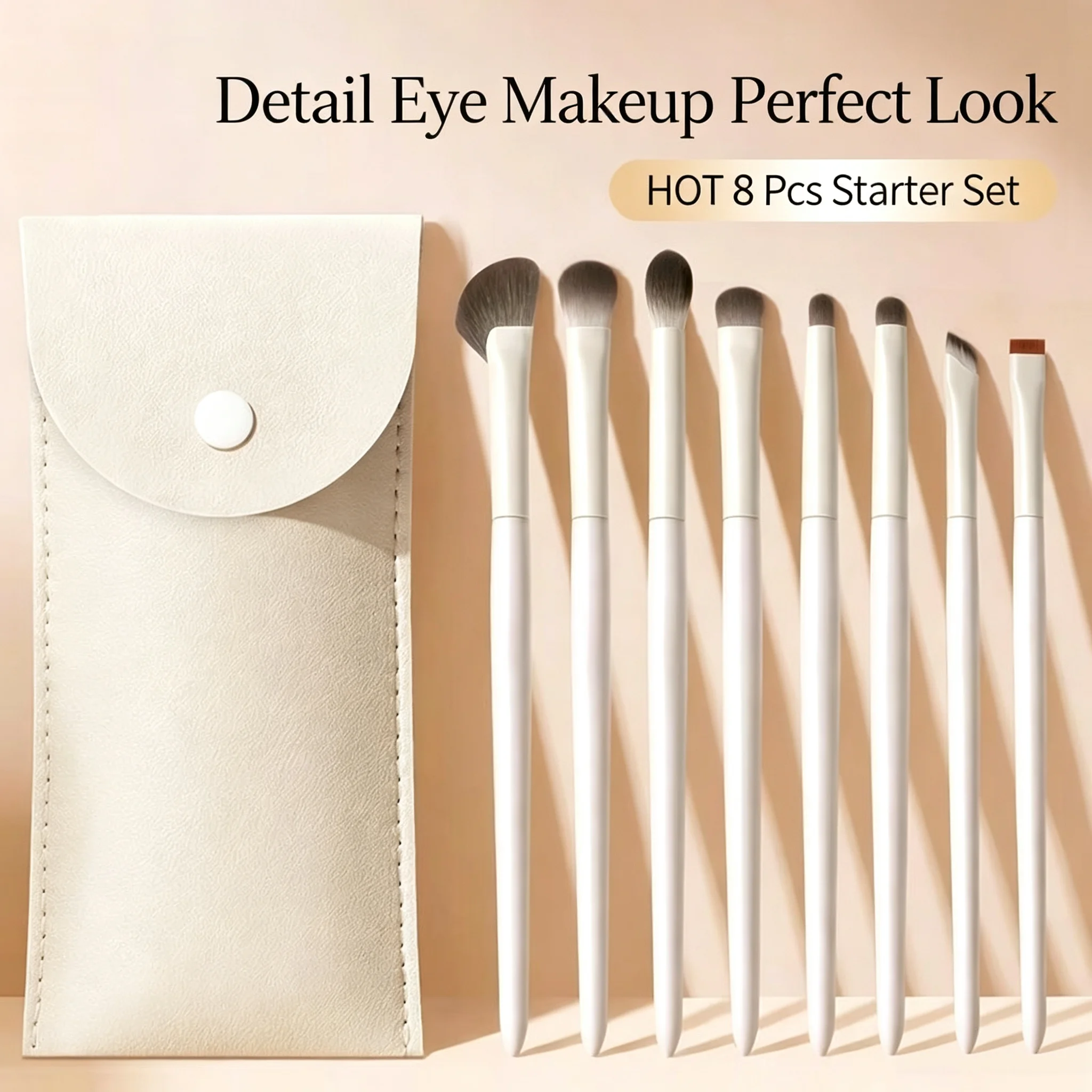 Eye Makeup Brush Set of 8, Comes with  Leather Storage Case, Soft Bristles, Precise Application for Daily Eye Makeup