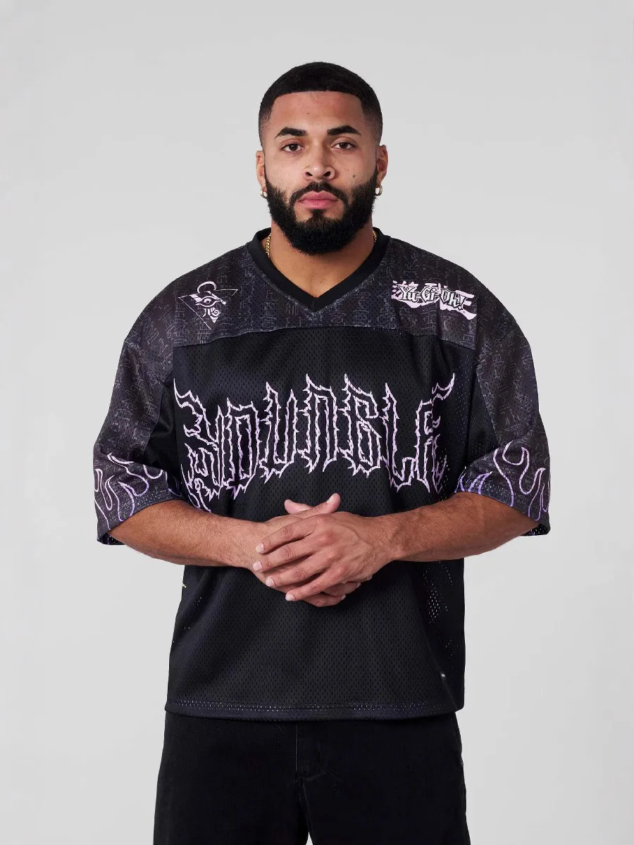 Camiseta de gran tamaño de marca YA, camiseta de ocio callejero de secado rápido, camiseta de malla grande transpirable, camiseta gráfica de animación, manga corta para