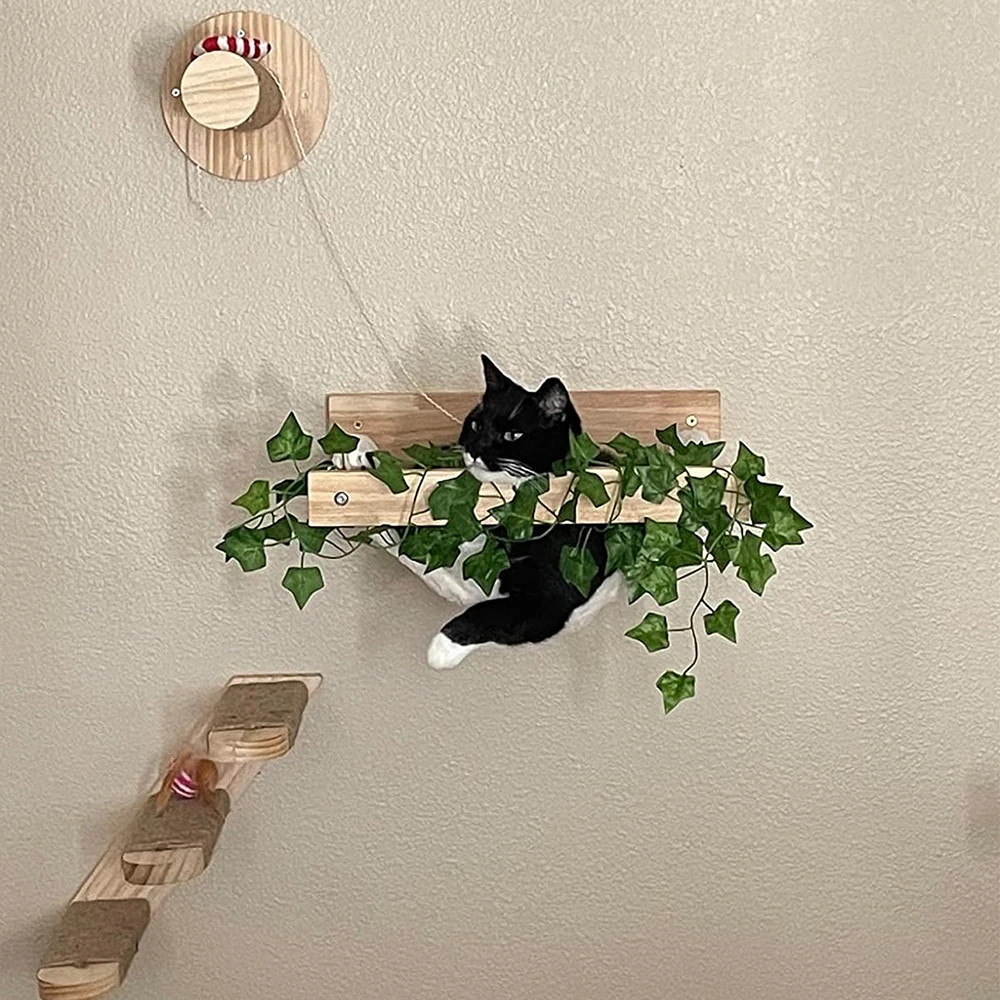 Wall-mounted Cat Climbing Wall Set Cat Tree Tower Hanging Bed Sisal Cat Scratching Post Climbing Ladder  Cat Activity Furniture