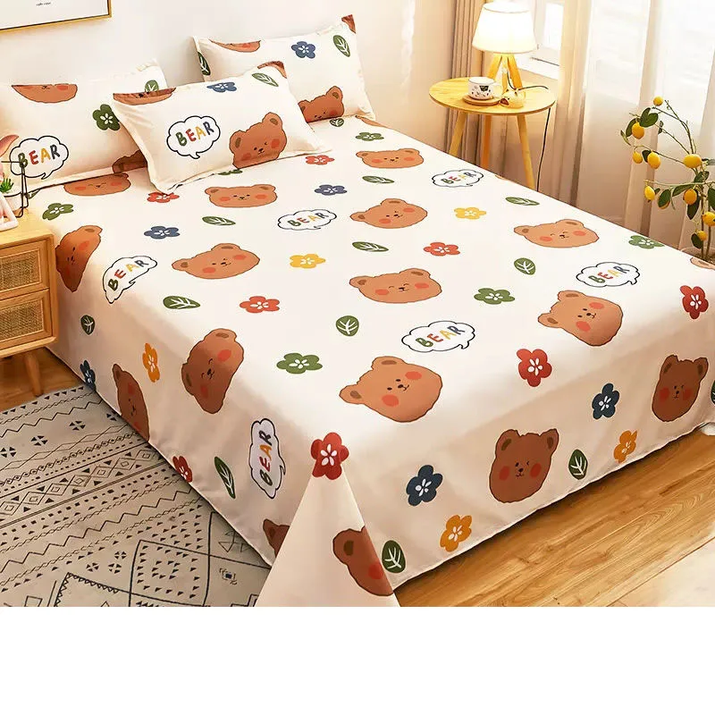 

Soft Skin-friendly Bed Sheet 3-piece Set Student Dormitory Single Home Double Bed Sheet Cartoon Style Four Season Bed Sheet Suit