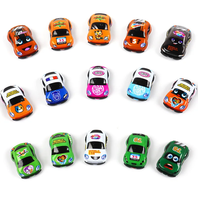 10 Stück niedlichen Cartoon Spielzeug Spaß Kunststoff zurückziehen Autos für Kind Mini Auto Modell lustige Kinderspiel zeug Kindergarten Spielzeug Geburtstags geschenke