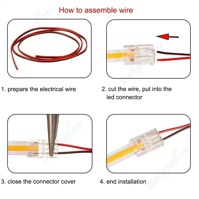 2Pin COB LED Strip Connectors LED Extension Wire Terminals 8mm 10mm LED Solderless Wire Connector For 5050 2835 COB LED Lights