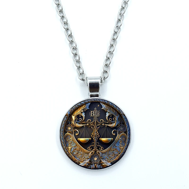 Collar de cúpula de cristal esotérico hecho a mano, 12 Constelaciones, Leo, Virgo, Libra, escorpio, Sagitario, signo del zodiaco, colgante