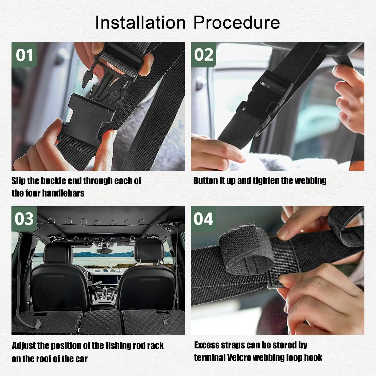 Auto-Angelrutenhalter für 7 Ruten, Verstellbar 33,5-66,9 Zoll, Robuster Fahrzeugruten-Träger für SUV/Kombi/Van/Jeep/LKW – Detail 4