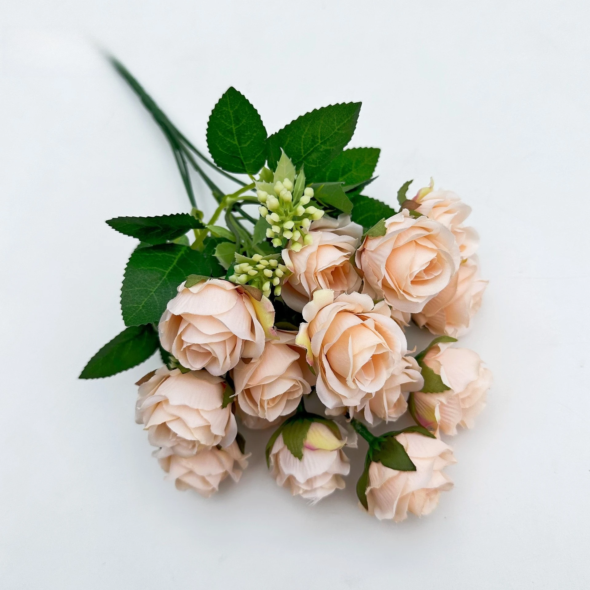 15 Köpfe Künstliche Seidenrosen Brautstrauß für Heim, Hochzeit, Blumenarrangement, Garten, Künstliche Blumen, DIY-Geschenk, Deko – Detail 13