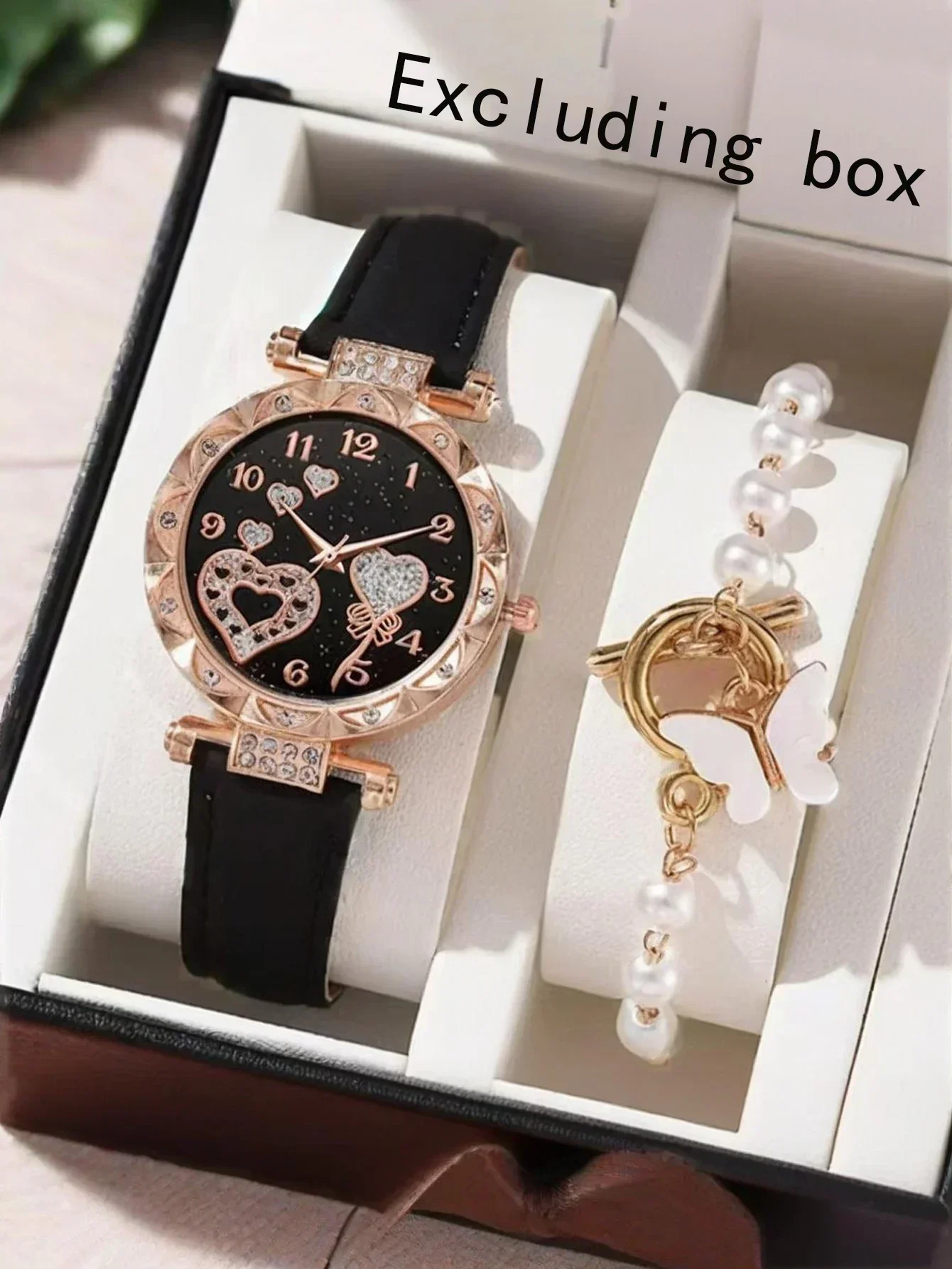 2-piece/set Fashion Crystal Love Butterfly Bracelet Belt Quartz Watch Butterfly SetFashion Watch