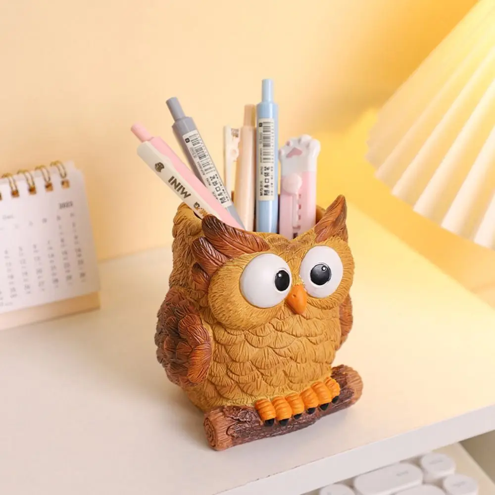 

Crafts Resin Owl Planter Cute Multifunction Animal Vase Simulated Cartoon Pen Container Living Room