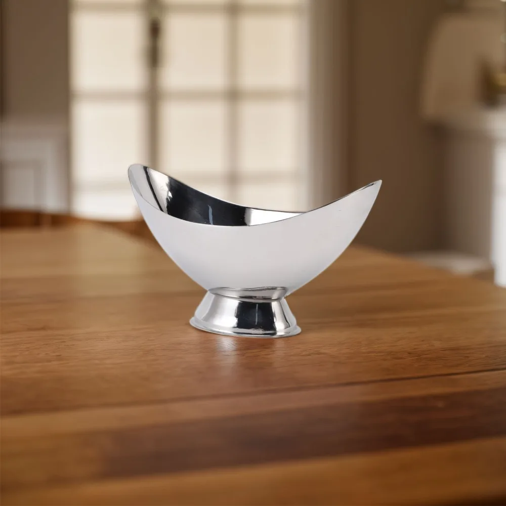 Rustless Steel Ice Cream Bowl Ingot Curved Outline Smooth Pudding Bowl Mirror Polished Large Capacity Snacks Bowl Coffee Table