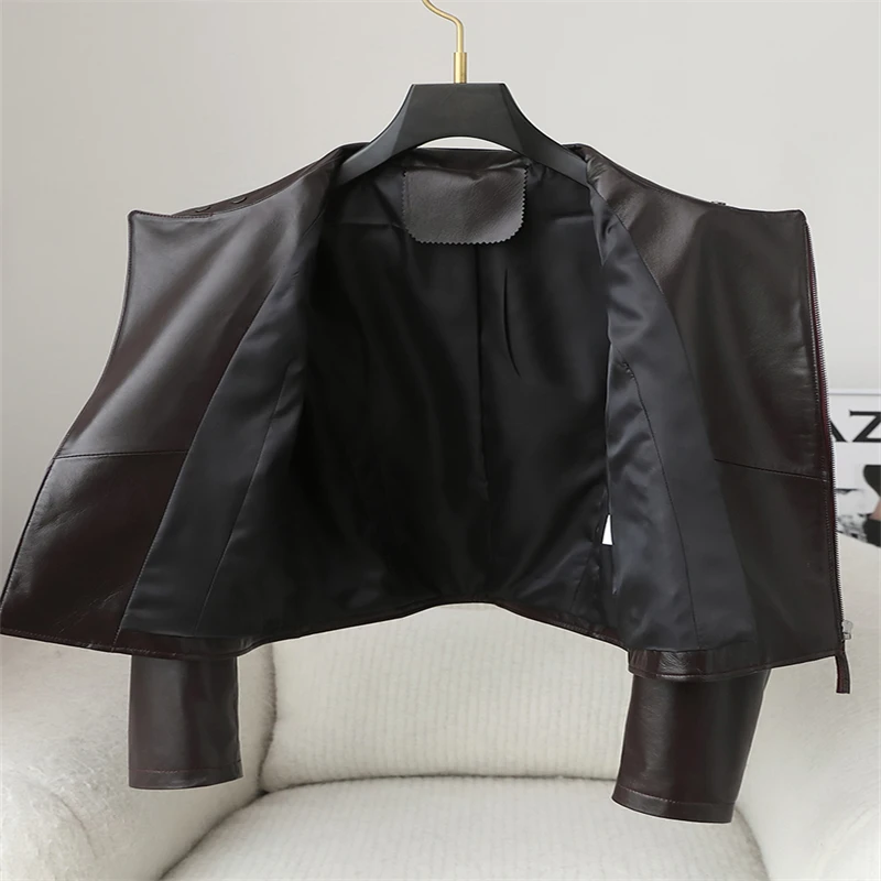 Hot Sale Women Genuine Sheep Leather Short Coat Lady Female Real Sheep Skin Jacket Coats Slim Clothes JT3147