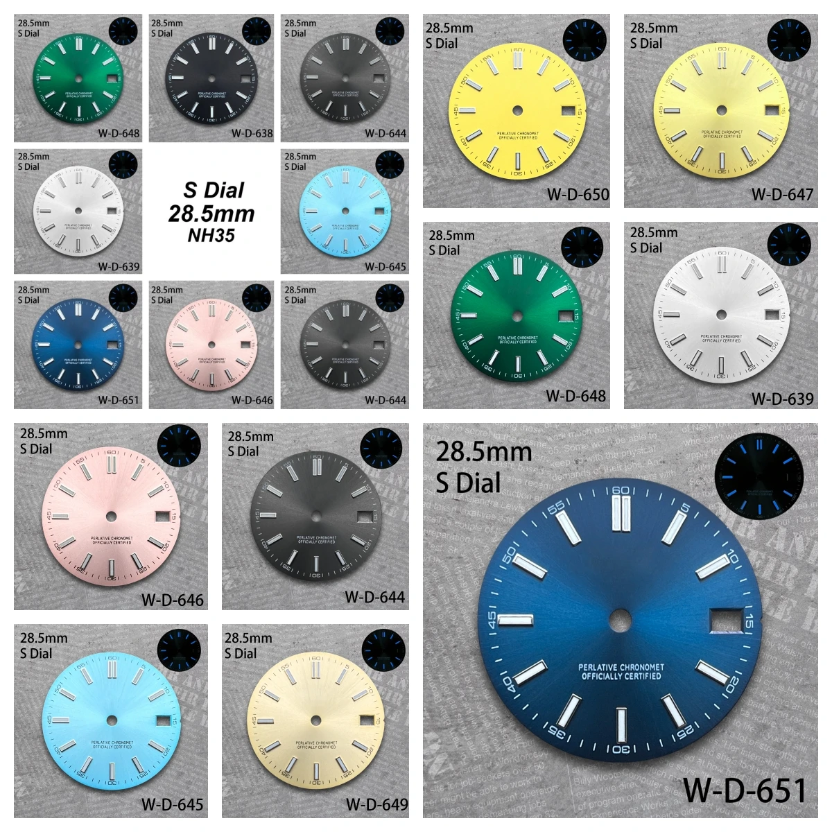 

28.5 mm S Logo Dial Suitable For NH35/NH36 Japan Movement Blue Luminous Sunburst High Quality Watch Modification Accessories