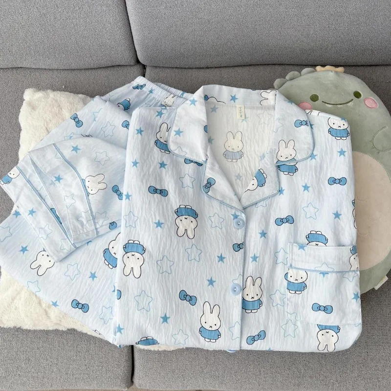 Neuer Miffy-Kaninchen-Cartoon-Pyjama, süßer Mädchenanzug, bequem, atmungsaktiv, zum Tragen im Freien, langärmelige Hose, lässiger Hausanzug. – Detail 4
