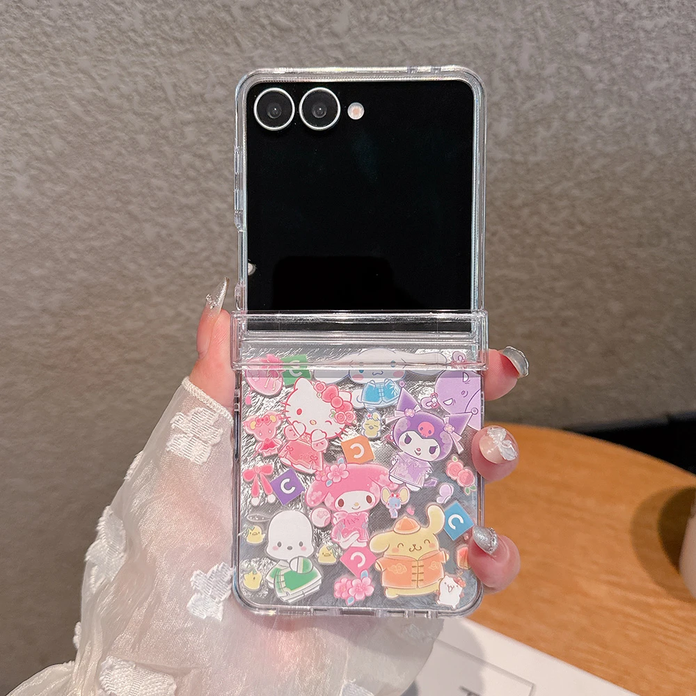 سانريو مرحبا كيتي كورومي ميلودي قضية الهاتف لسامسونج غالاكسي Z فليب 7 الصلب PC لطيف الكرتون الغطاء الخلفي ل Z فليب 6 5 غطاء #5
