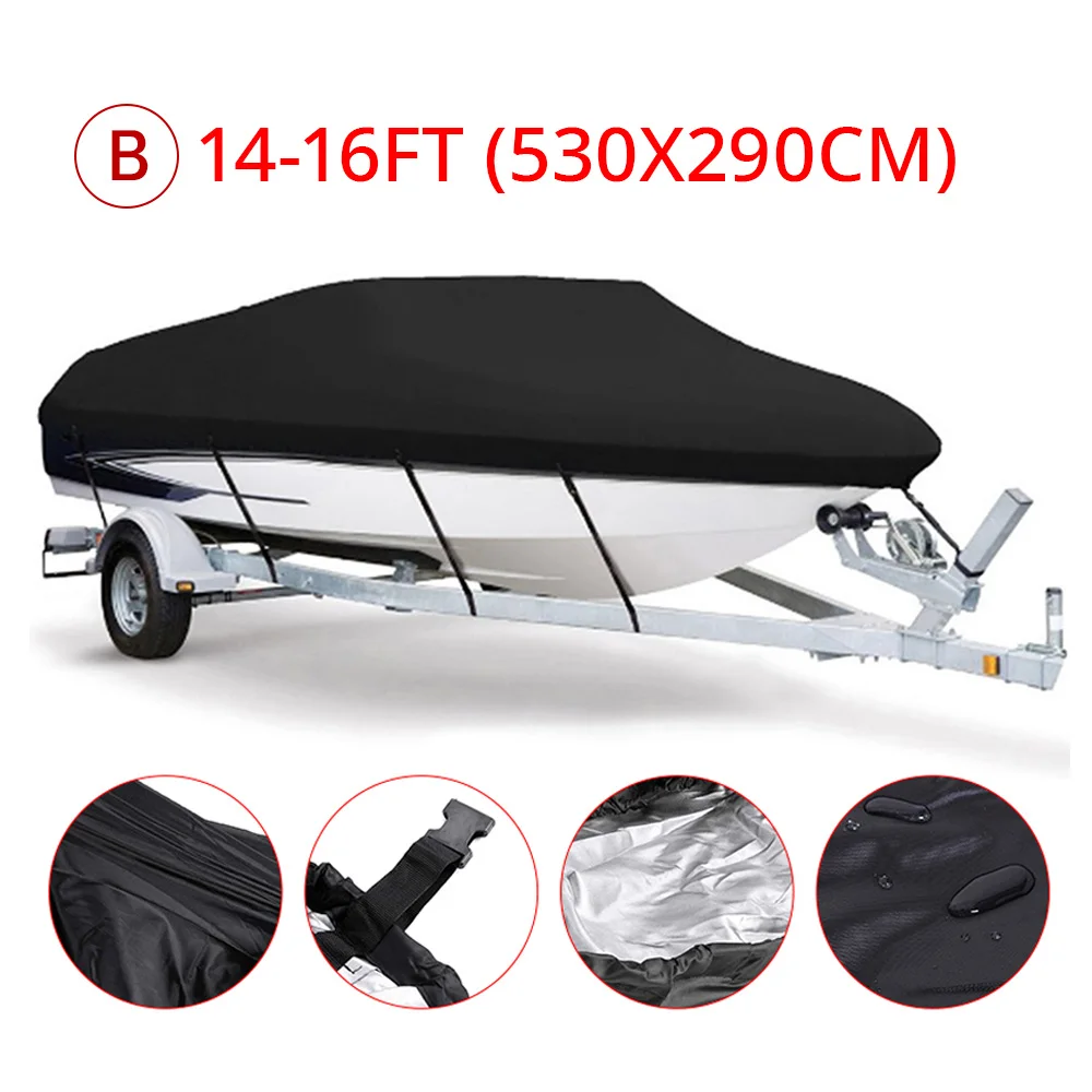 

11-13ft 14-16ft 17-19ft 20-22ft barco Boat Cover Anti-UV Waterproof Heavy Duty 210D Marine Trailerable Canvas Boat Accessories