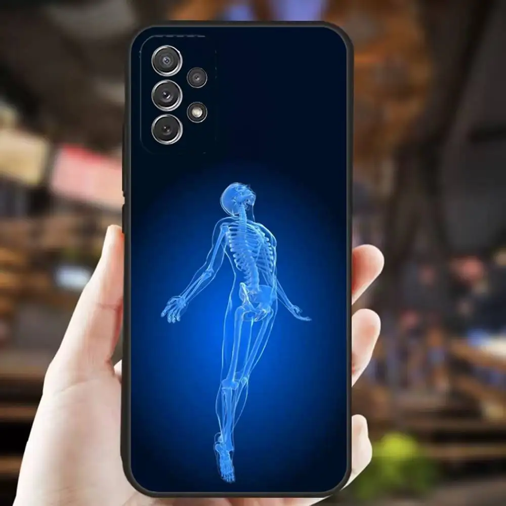 حافظة هاتف X-RAY هيكل عظمي شعاعي لهاتف سامسونج S25، S24، S21، S22، S23، S30، Ultra، S20، Plus، Fe، Lite، Note، 10,9,5G غطاء أسود