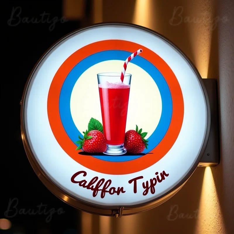 Custom Round LED Light Box for Ice Cream Shops Waterproof Acrylic Double Sided Eye Catching Store Sign