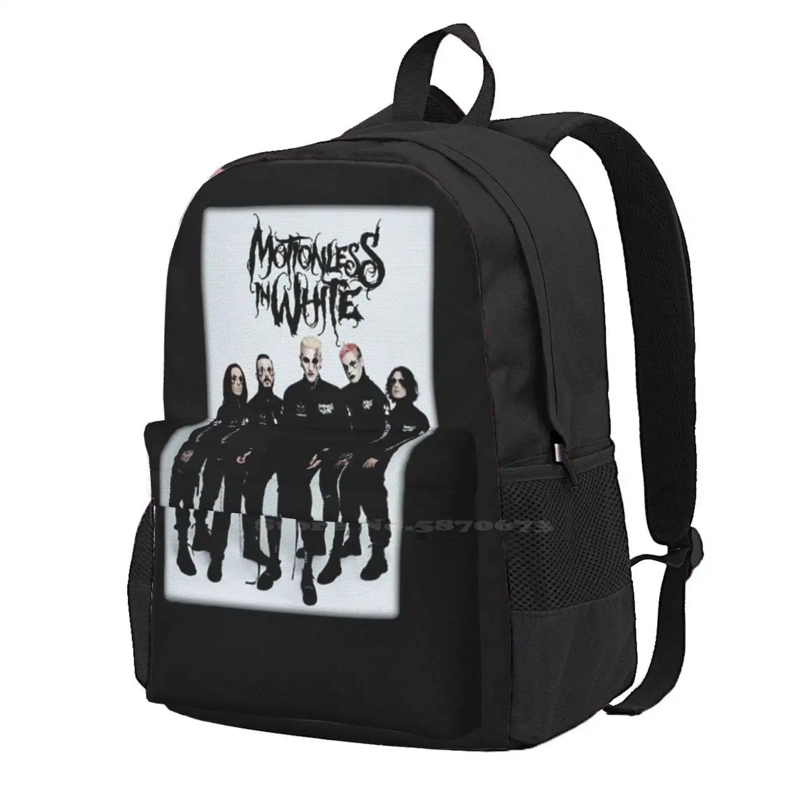 Black Team Nice Motionless Backpacks For School Teenagers Girls Travel Bags Motionless In White Trending Chris Motionless Miw