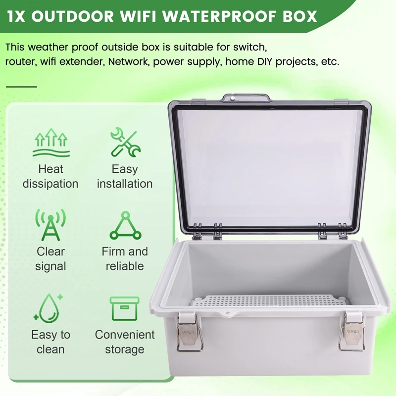 Outdoor Wifi Enclosure Weatherproof Locking Outdoor Wifi Box Waterproof Switch Router Enclosure Box 8.7X6.7X4.3Inch