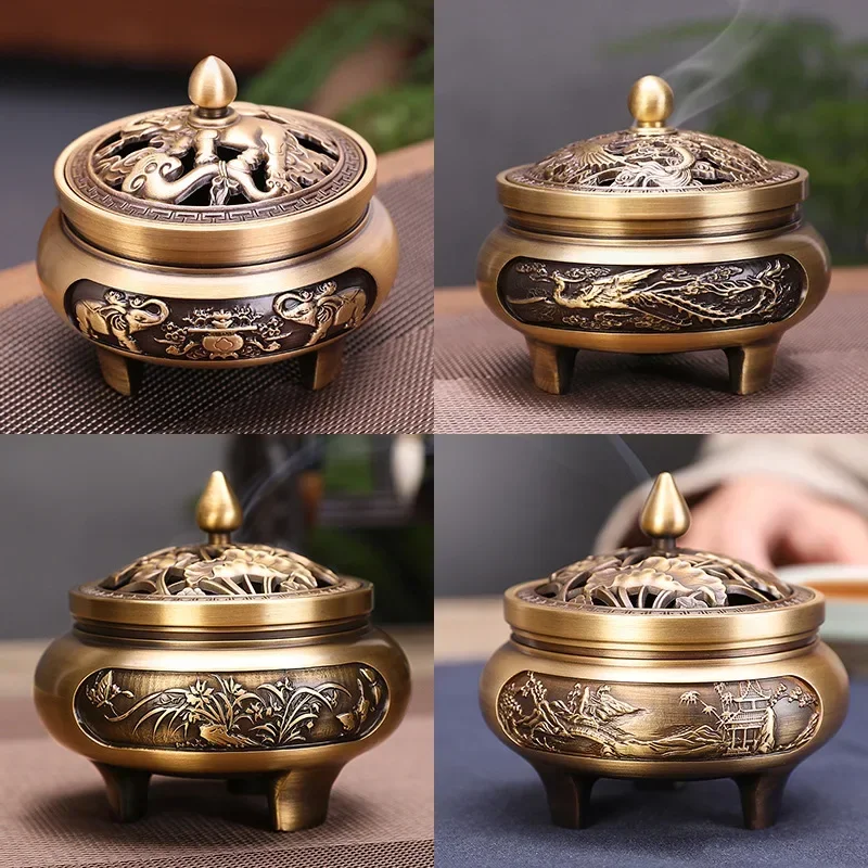 

Pure Copper Tripodia Style Incense Burner Home/Temple Hall/study/Tea Room/office Tea Ceremony Decoration Buddha Worship Censer