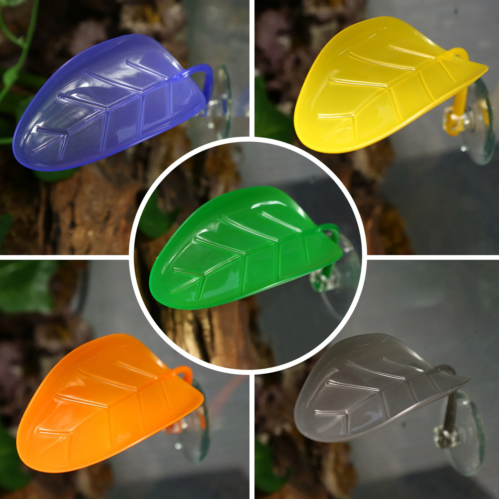 5 قطع، أوراق نباتية مقلدة مع أكواب شفط، مناسبة للجيكو والحرباء والضفادع للتسلق والسكن #1