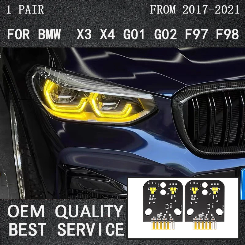 

Желтые глаза ангела для 18-21 BMW X3 X3M F97 G01 X4 X4M G02 DRL 63117466107 63117466108 дневные ходовые фотографические детали