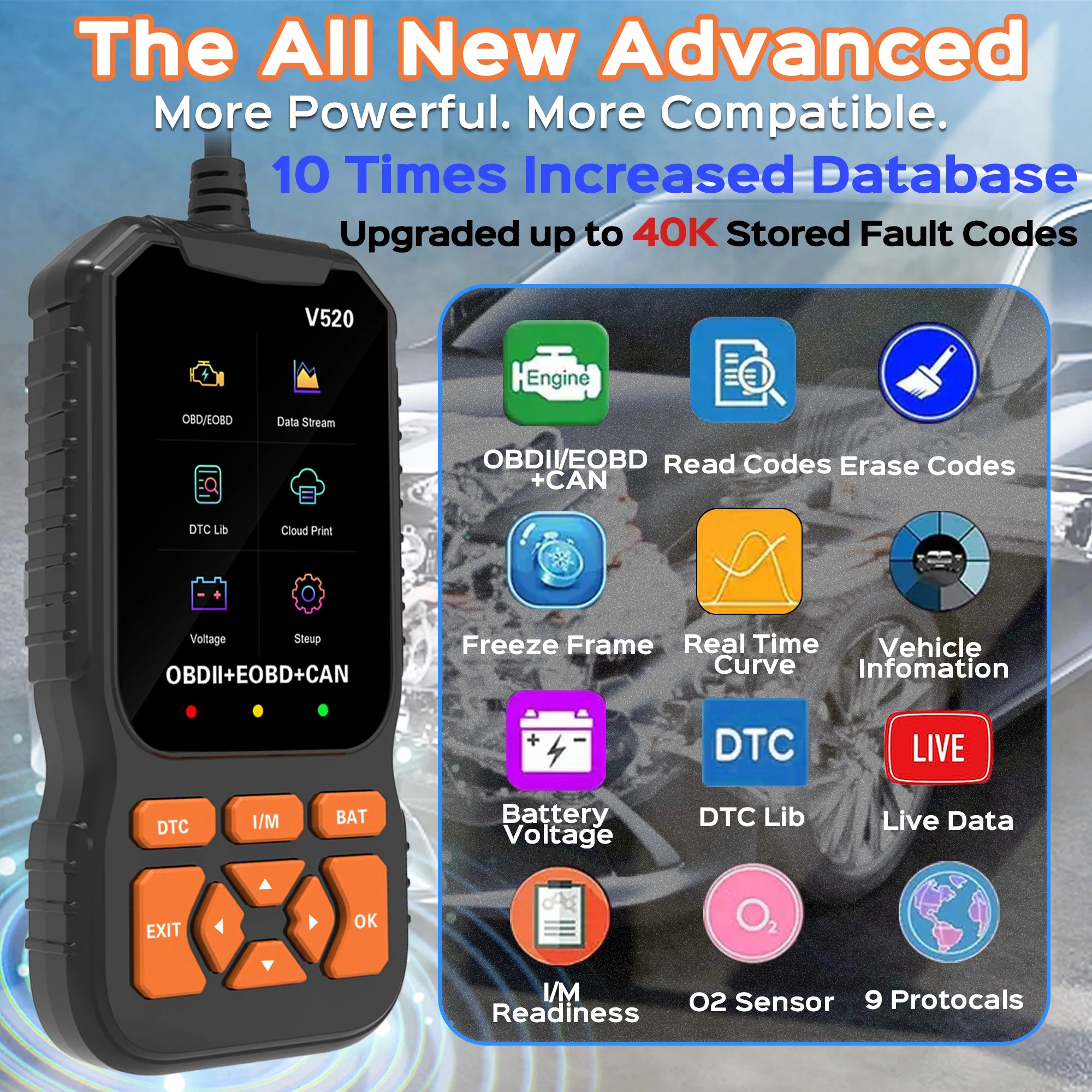 OBD2 Scanner Professional Auto Engine System Lifetime Free Automotive DTC Lookup Code Reader Car Diagnostic Tool