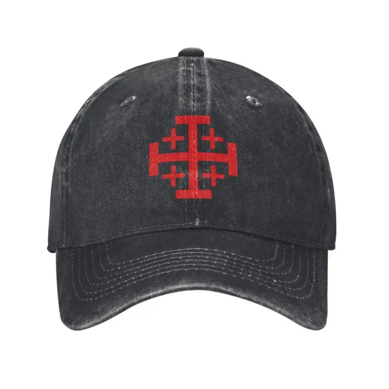 Custom Jerusalem Kingdom Cross Baseball Cap Adjustable Unisex Cotton Knights Templar Crusades Dad Hat Performance Snapback Caps