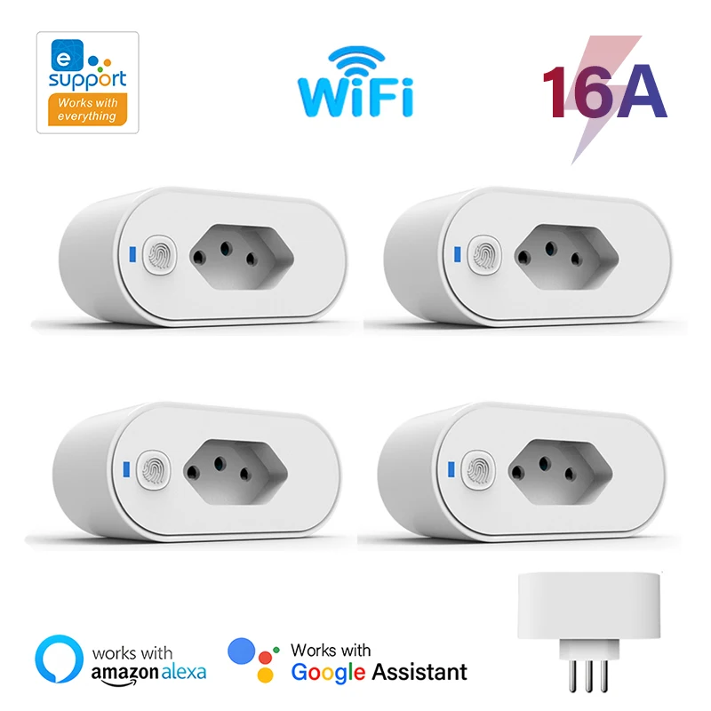 

EWelink WiFi Smart Plug Brazil 16A Power Socket Power Monitoring Timing Function Smart Home Voice Control Alexa Google Home